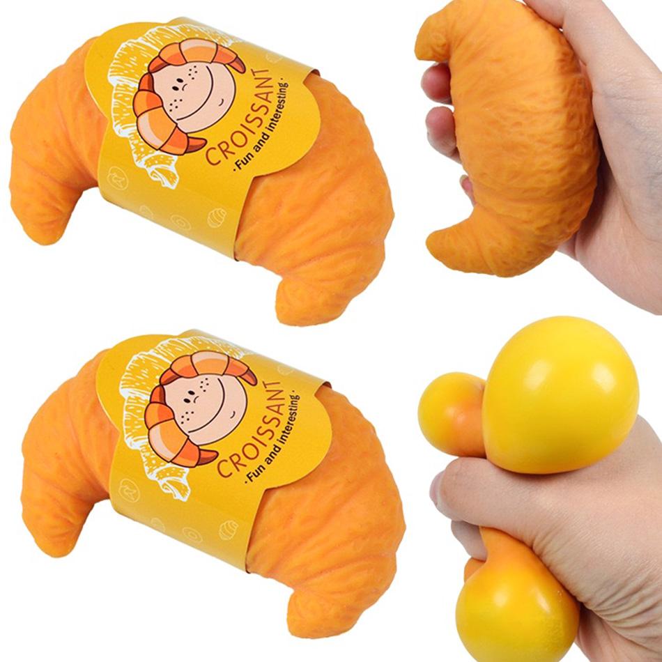 Kawaii Croissant Squeeze Toy Simulated Bread Squishy Slow Rising Stress Relief Fidget Food Shaped Anti-Anxiety Decompression Toy