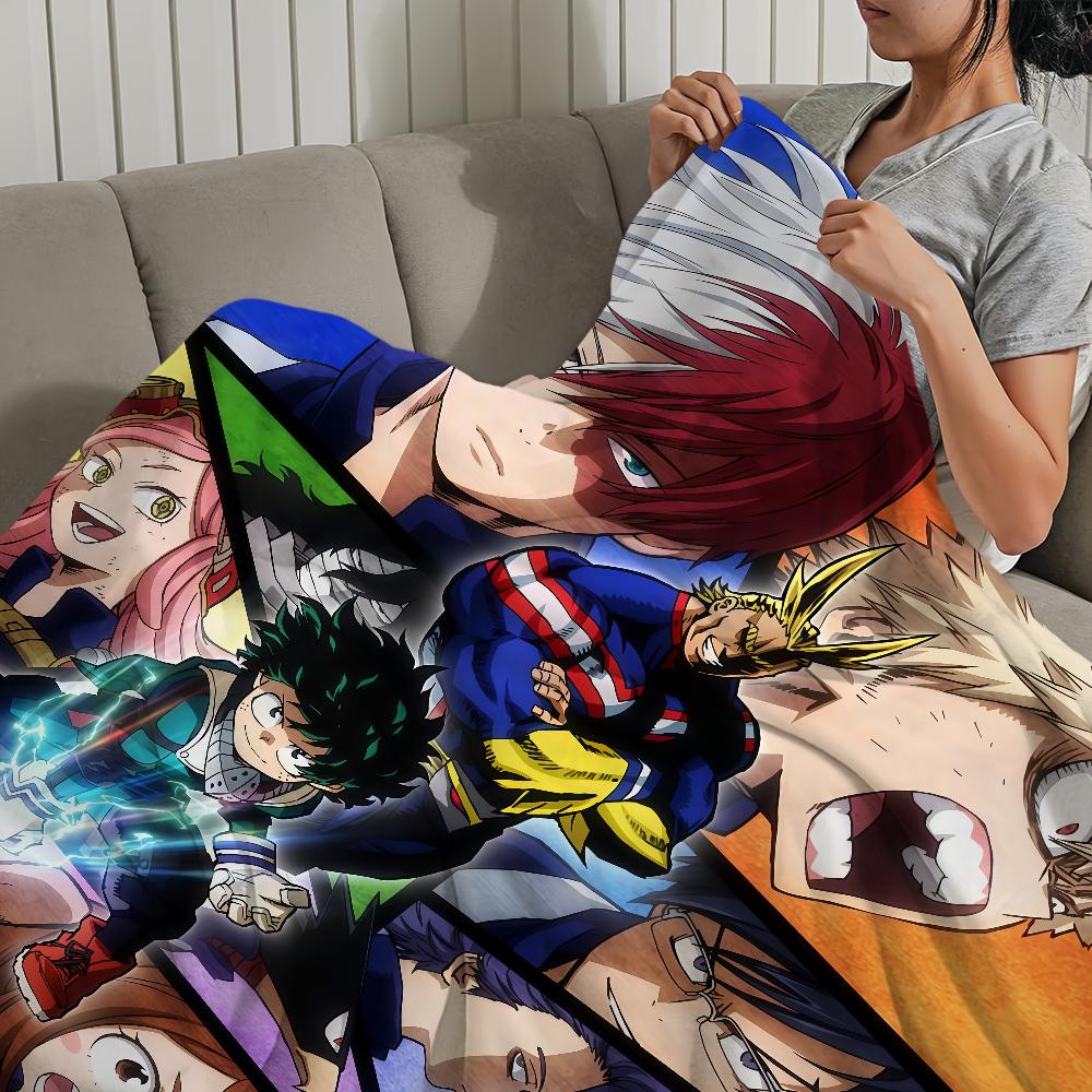 Anime Cool Blanket Flannel Warm Comfort My H-hero A-academia Soft Plush Blanket for Sofa Living Room Office Bedroom Travel Gift
