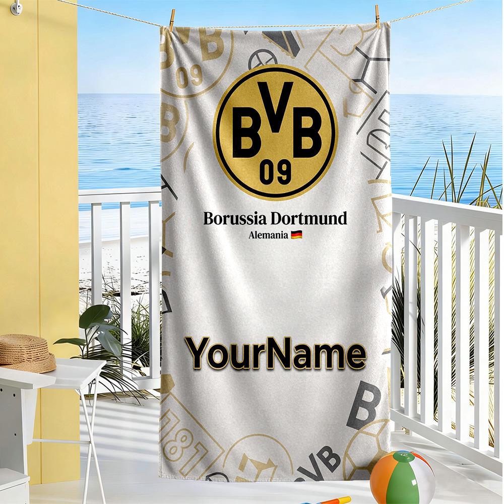 Borussia Dortmund Personalized Name Beach Towel Soft Durable Quick-Dry Portable for SwimmingBeachCamping Travel Beach AccessoriesGym