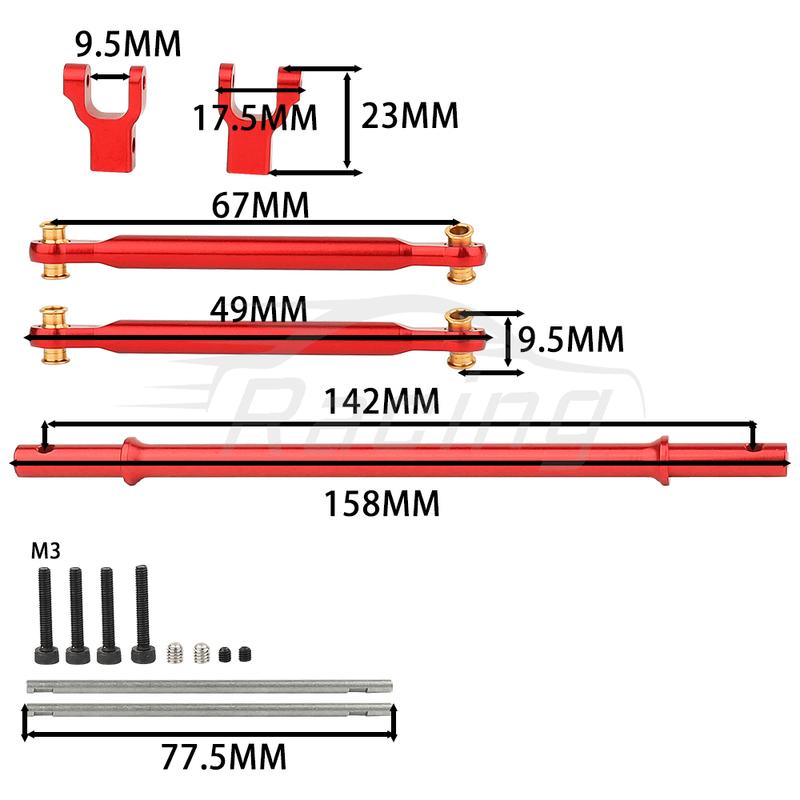 Aluminum Rear Anti-Tilt Rod Set For AXIAL RBX10 Ryft AXI03005 4WD 1/10 RC Crawler Car Upgrade Parts Metal For RC Car Bar Set