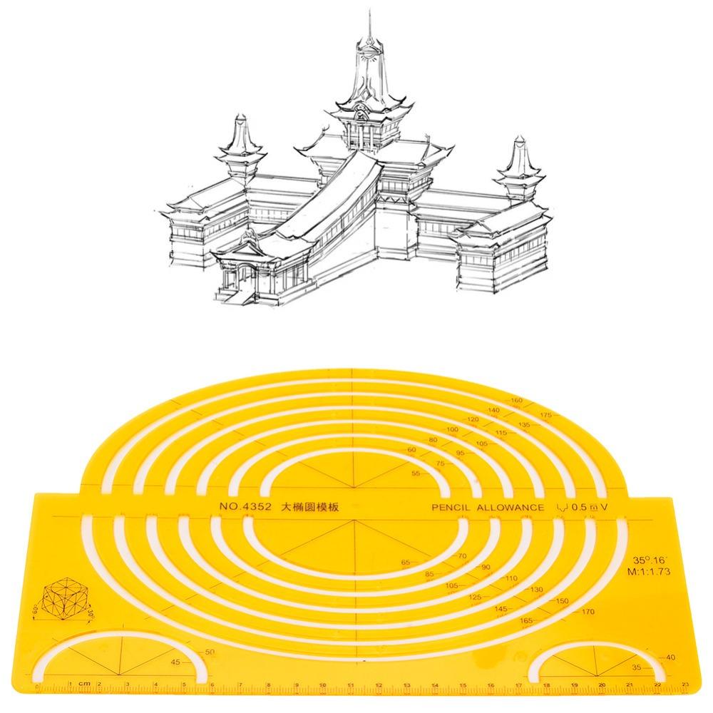 Drawing Helper Plastic Architectural Design Template Resin Yellow Drawing Template Hollow Ruler Office