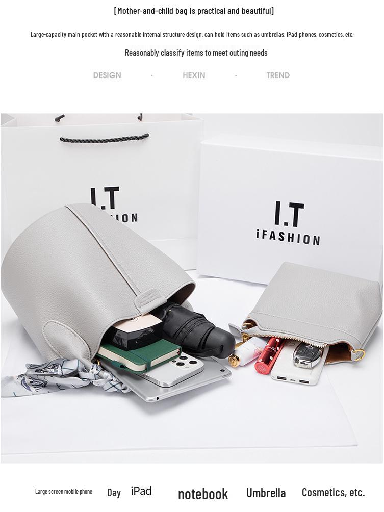 Genuine Leather Large Capacity Vegetable Basket Bag 2024 - High-End Women's Shoulder Crossbody Handbag