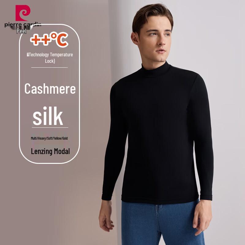 

Pierre Cardin Men s Cashmere Silk Blend Semi-High Collar Thermal Base Layer Top 3XL (170-190 lbs)