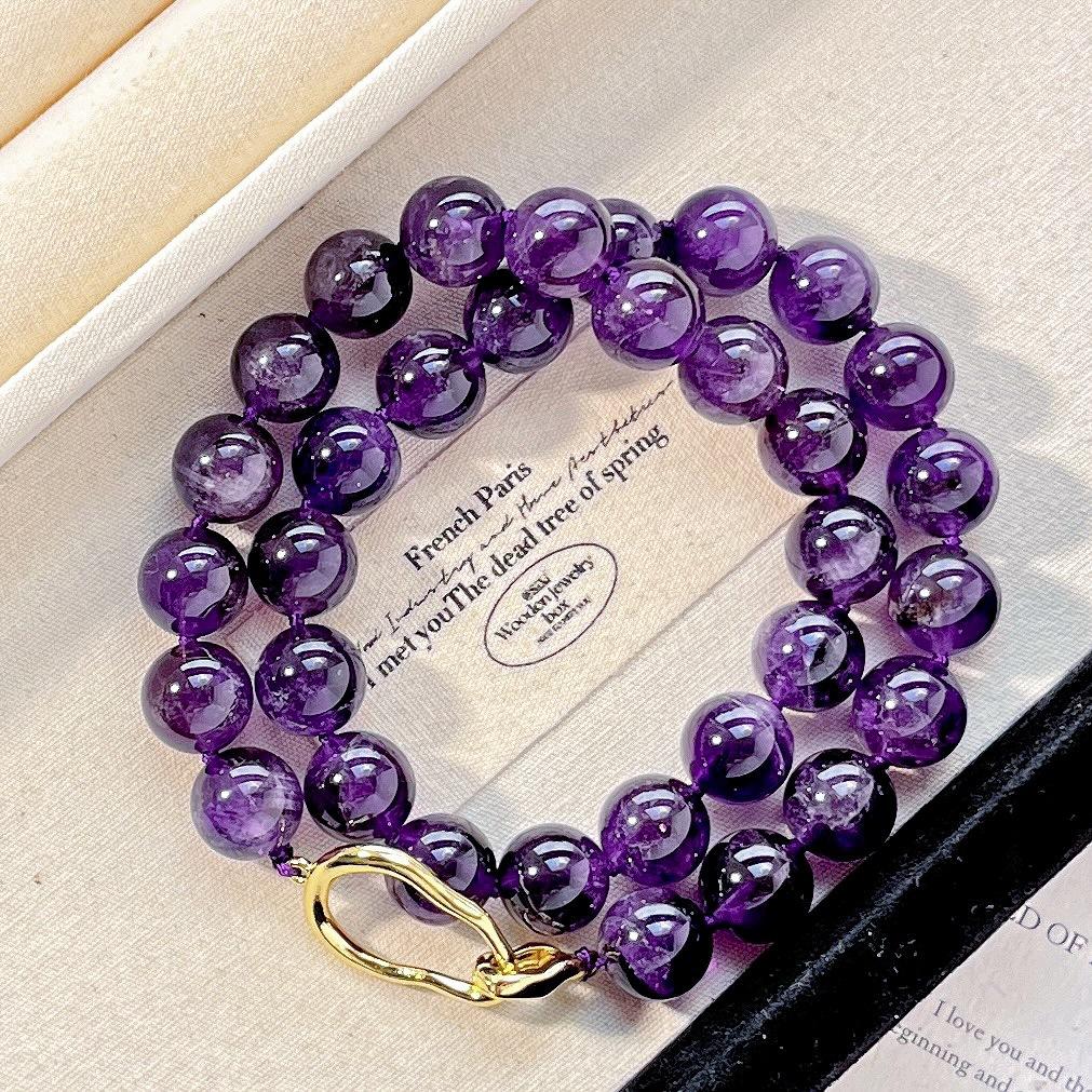 12Mm Natural Grape Royal Amethyst Necklace Clavicle Chain