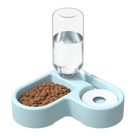 

Автоматическая поилка для домашних животных, миска для еды и воды для собак в угол, в форме сердца, миска для домашних животных для влажного и сухого корма с защитой от брызг для кошек и собак малых и средних пород синий