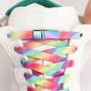 Rainbow Magnetic Lock Shoelaces Elastic Sneaker Laces Adults Kids 8MM Wide Flats Rubber No Tie Shoe Laces Shoe Accessories
