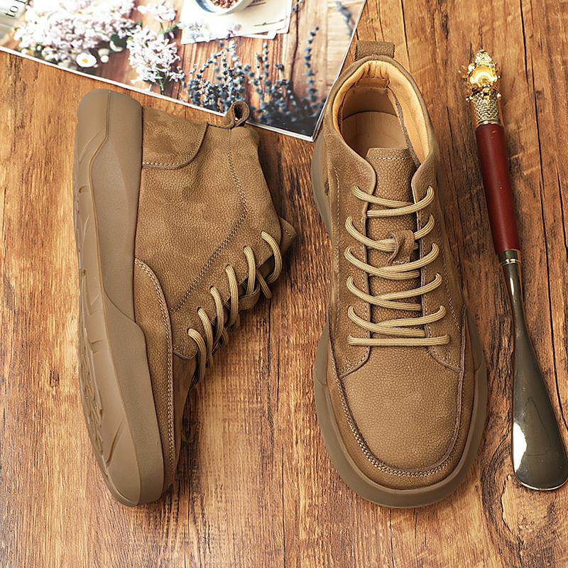2026 New Arrival Genuine Leather Mens Antiskid Walking Shoes Outdoor Thick Bottom Sneakers Casual Leather Minimalist Shoes