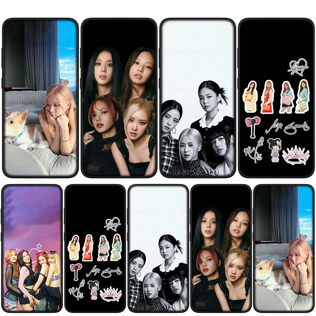 

для Samsung Galaxy S24 S23 iPhone 16 15 14 Xiaomi Redmi Note 13 12 11 10 8 Plus 9 Pro Max X XR чехол для телефона Kpop Pinks Korean Black OPPO Huawei Cover