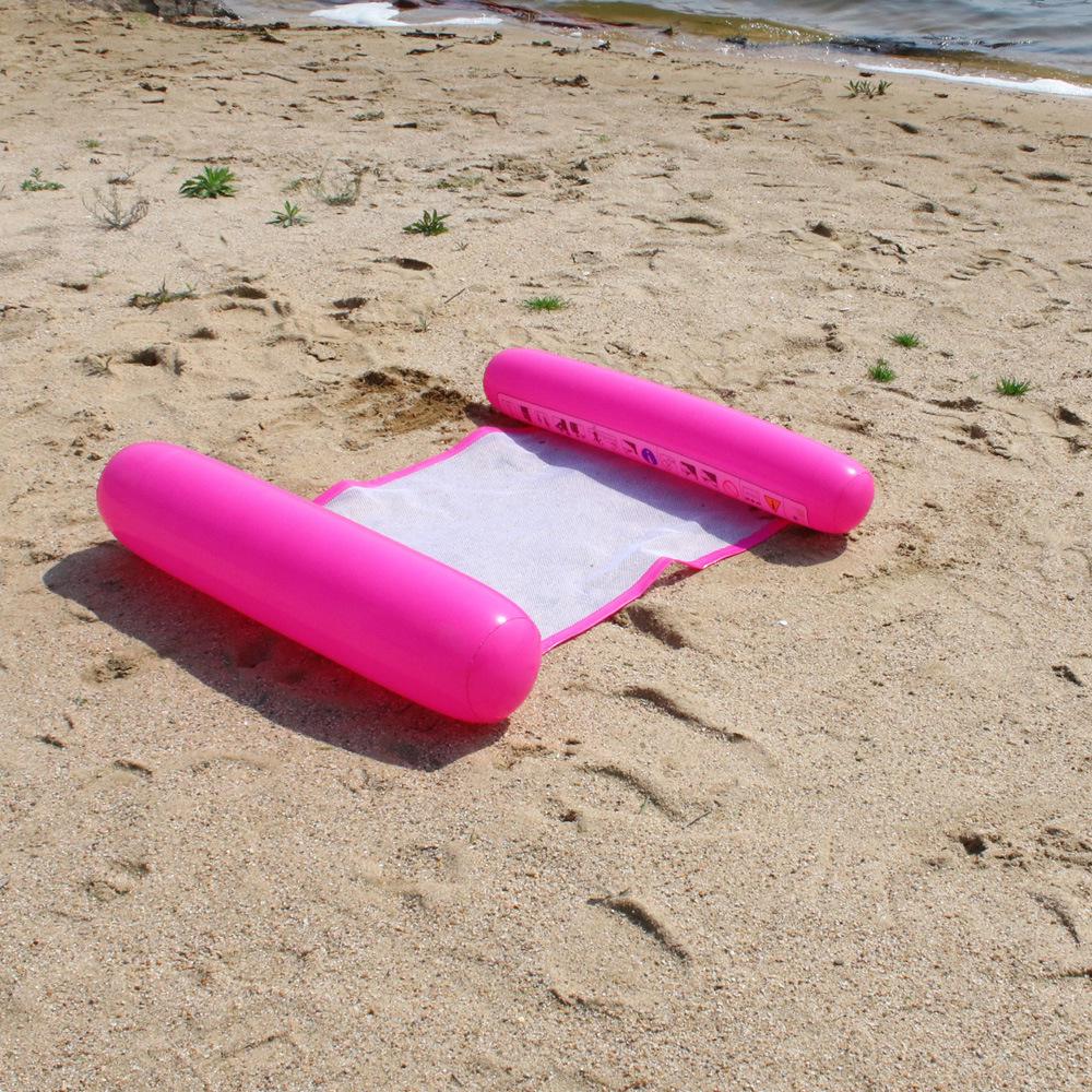 Outdoor Inflatable Striped Floating Pool Lounger - Single Person Foldable Hammock