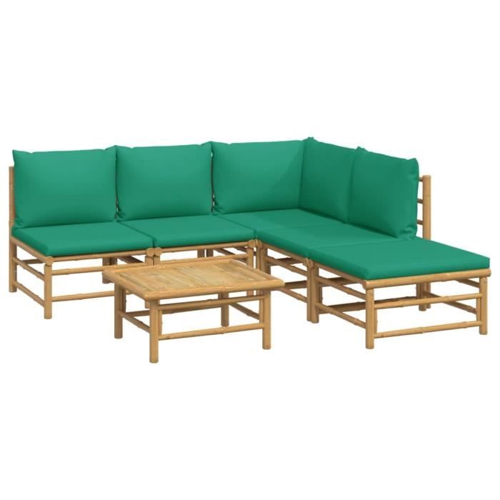 VidaXL Salon de jardin 6 pcs avec coussins vert bambou 3155167
