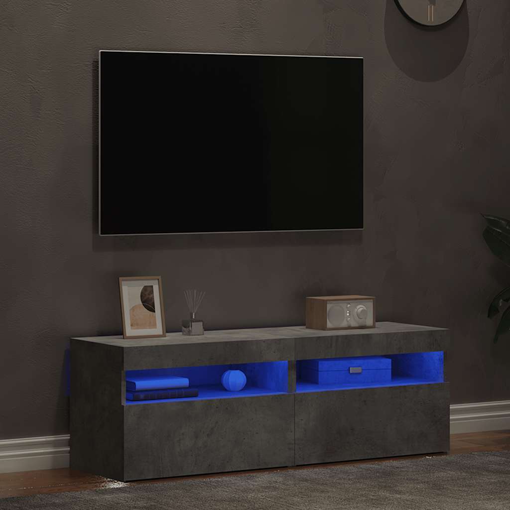 Fernsehschrank Mit LED-Licht 2 Stück, Klappaufbewahrung Fernsehschrank, Aufbewahrungssideboard, 60x35x40 Cm