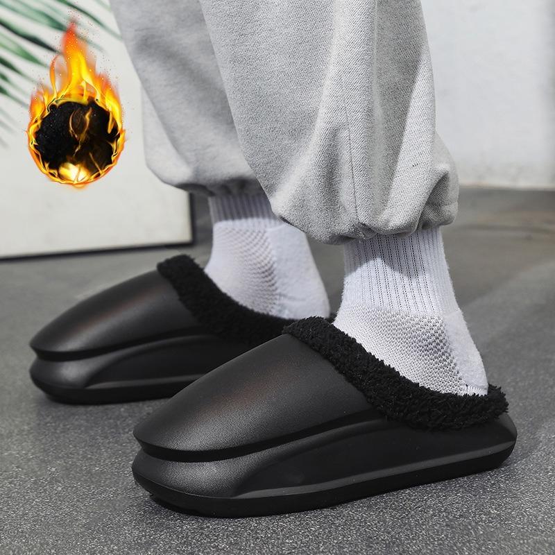 

Fashion Unisex Wide Width Plush Fleece Slippers Indoor Outdoor Non-Slip House Shoes Warm Comfortable Couple Matching Cozy Winter Slides 44-45