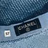 CHANEL Summer Hat Straw hat Straw Hat Bicolor hat straw blue/Black
