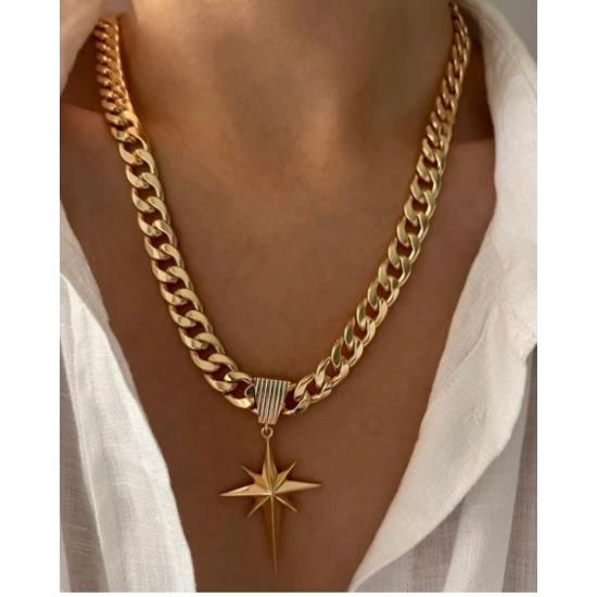 

North Star Thick Chain Steel Necklace