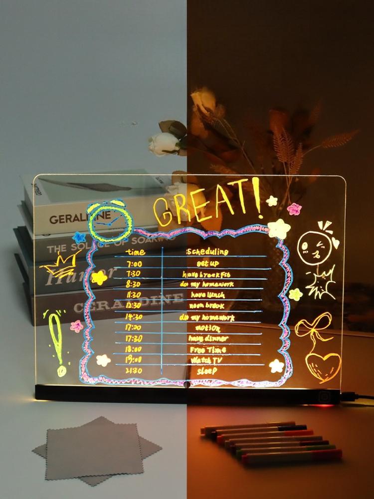 1 Stück Ins Transparent Beleuchtete Acryl Memotafel Löschbare Beleuchtete Werbetafel Handschrift Doodle Nachtlicht