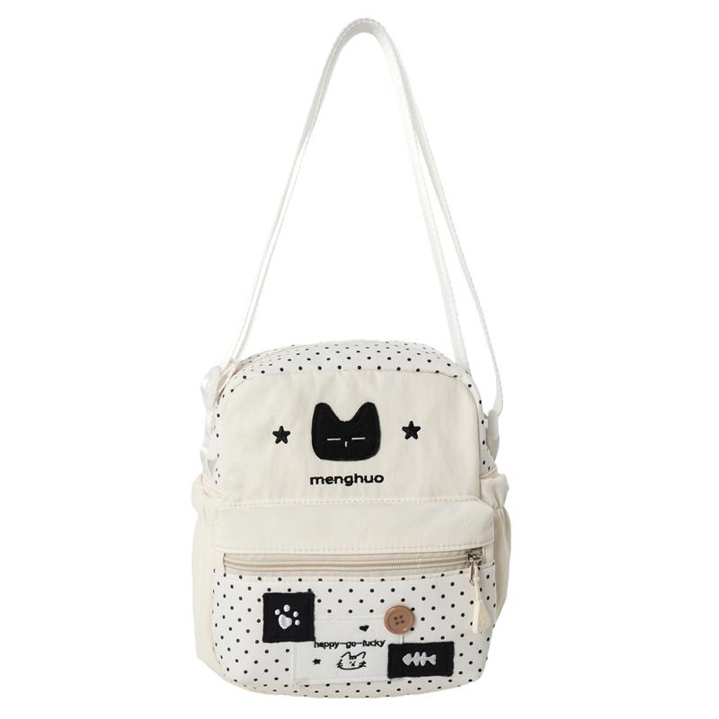 Taška přes rameno s potiskem kočky Studentská lehká crossbody taška