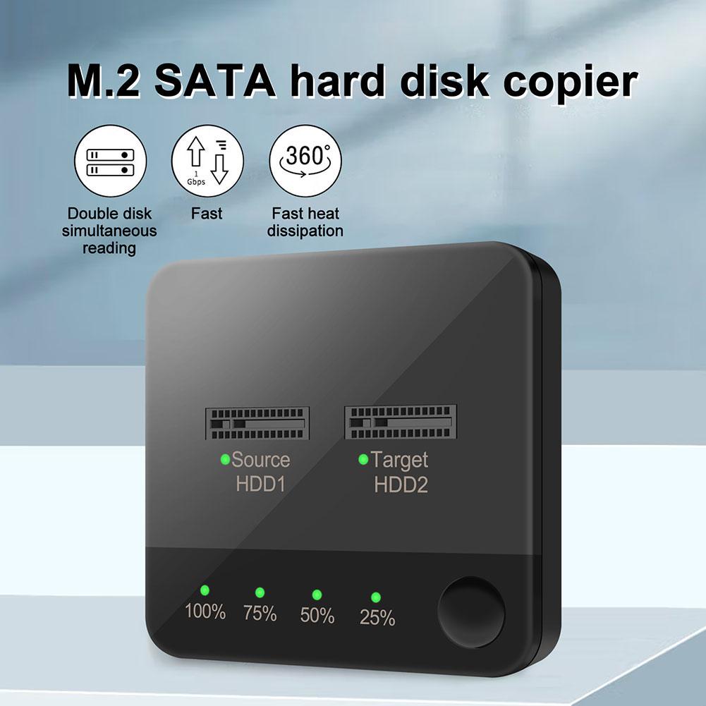 M.2SATA Hard Disk Copier with LED Indicator Hard Disk Box Data Transmission Dual Rotors Reading for Store Data for Computer