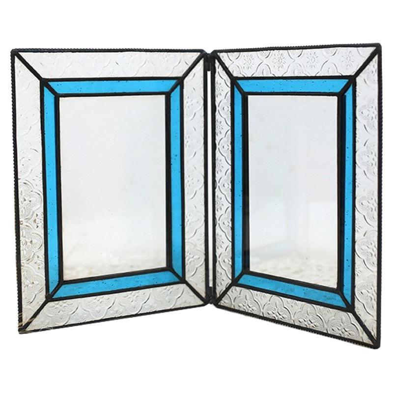 European Retro Glass Photo Frame: Colored Glass Plant Specimen Clip & Desktop Picture Display Stand.