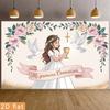 2D Mi Primera Comunion Celebration Background, Cross & Dove Decor