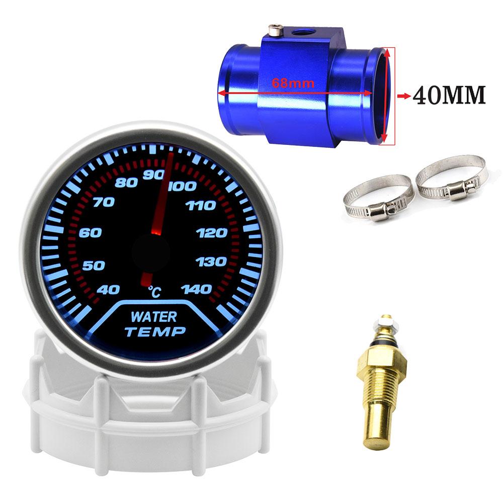 2" 52mm Universal Water Temp Gauge With Temperature sensor 40-140Celsius Car Temperature Meter Water Temp Joint Pipe Adapter 12V