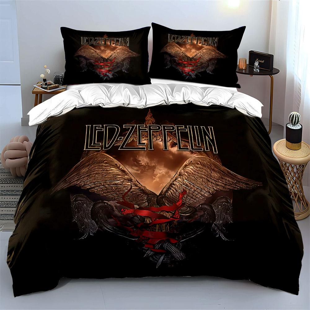 Led Zeppelin Winged Emblem Design Bedding Duvet Cover Set Duvet Cover Pillowcases (1*Duvet Cover 2*Pillowcases, without duvet insert)