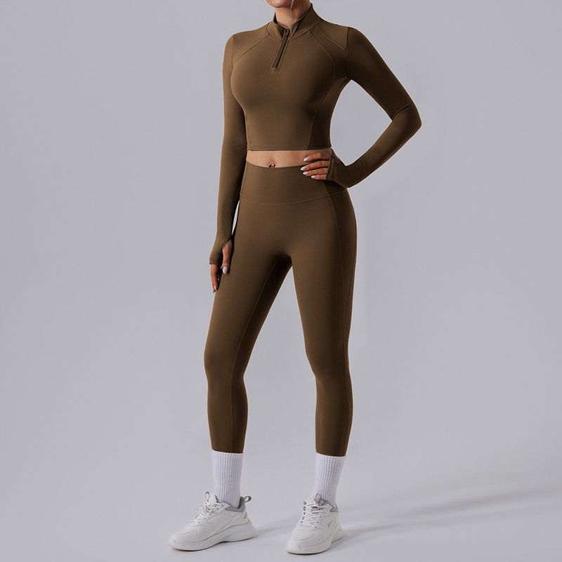 Yoga Clothes Long-Sleeve Suit Women's Quick-Drying Slim Fit Thin and Breathable Fitness Pants Stretch Tight Fashion Sexy Top