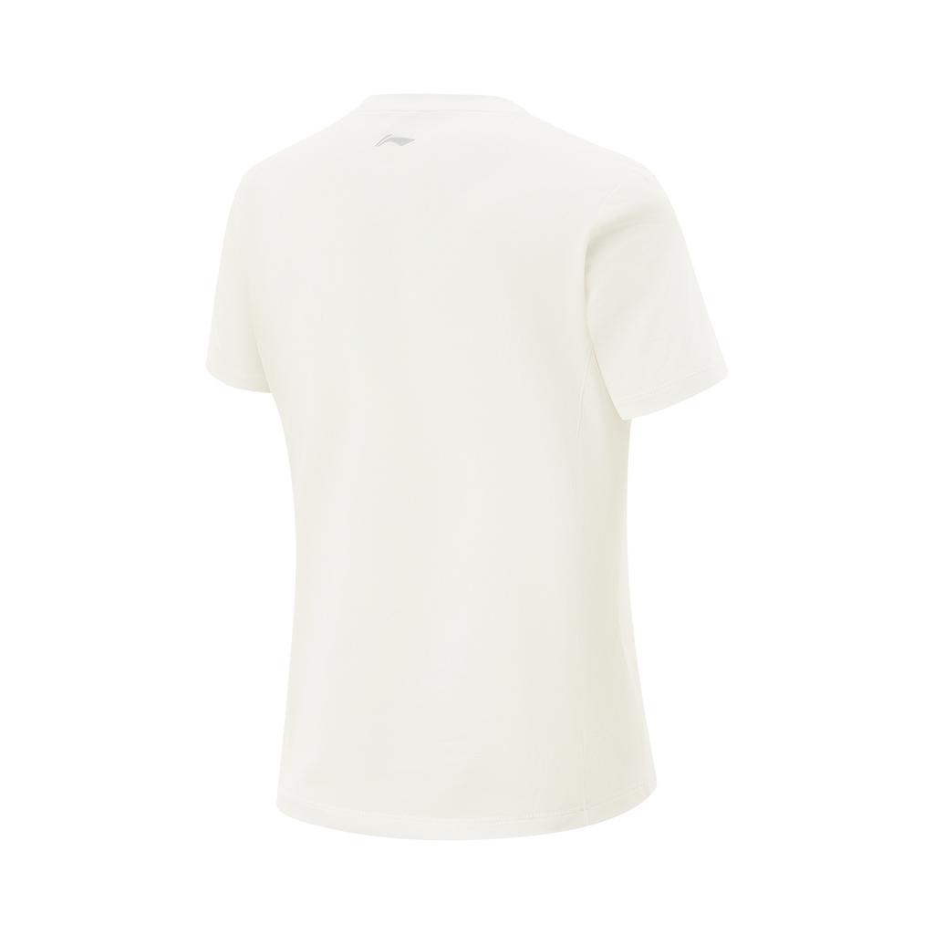 Li Ning Cool Tea T Comfortable Casual Simple Round Neck Pullover Short Sleeve T-Shirt Women T-Shirts Off-White ATSV264-7