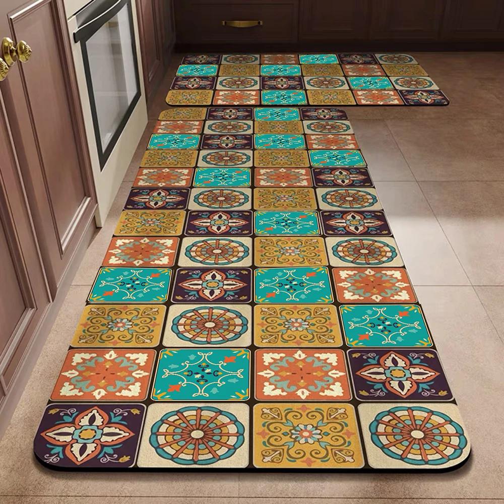 1/2PCS Kitchen Oil-Resistant Floor Mat, Bathroom Absorbent Quick-Drying Carpet, Anti-Slip Doormat For Home Decoration