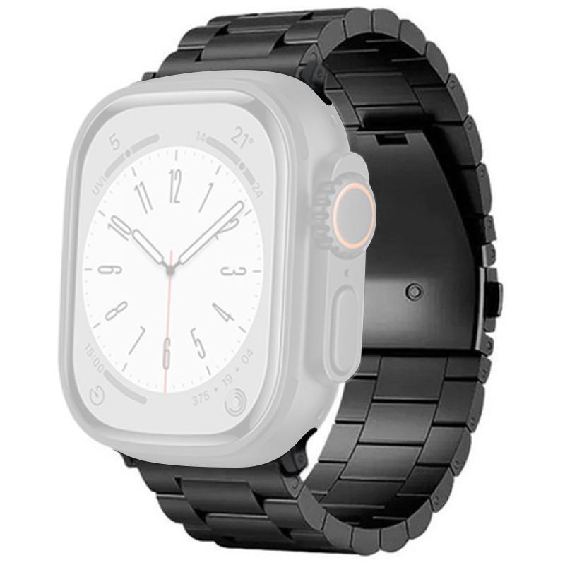 For Apple Watch Series 10 42mm/9 8 7 41mm/SE (2023) SE (2022) SE 6 5 4 40mm/3 2 1 38mm Watch Band 3-Bead Titanium Alloy Strap