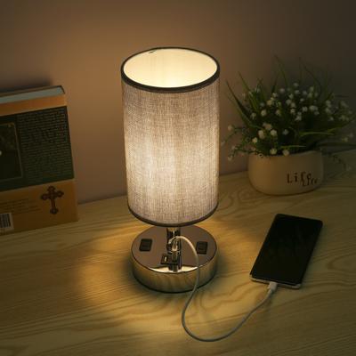 Lampe de Table de chevet AC 110130V, lampe de bureau, lampe de chevet, double USB et double prise sensible