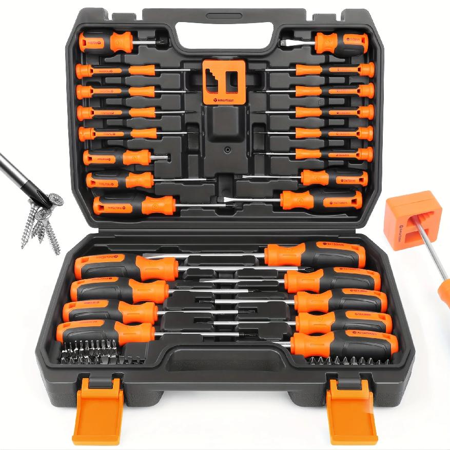 86-Piece Professional Screwdriver Set - Magnetic Tip with 40 Bits & 20 Drill Bits, Chrome Vanadium Steel for Precision Repair