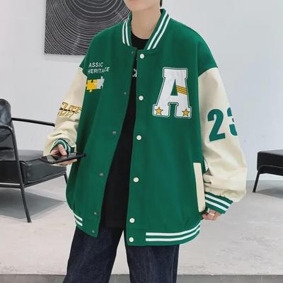 Jachetă de varsity retro, strânsă, pentru bărbați - brodate, cu mâneci lungi, îmbrăcăminte pentru cupluri de primăvară și toamnă