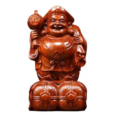 Drewniana statua Buddy 15cm Drewniana statua Drewniana figurka Drewno Karin naturalne Drewno Karin Rzeźba Artystyczna Rzeźba w drewnie Statua Buddy Siedmiu Bogów Szczęścia Ozdoba