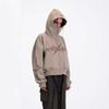 Felpa Streetwear Unisex con Zip Frontale Stampa Maschera Stile Ninja Vestibilità Regolare Manica Lunga