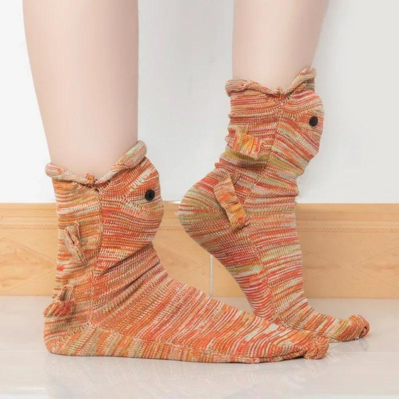Funny Christmas Crocodile Socks Women - 2025 New Knitted Warm Floor Socks Cute Cartoon Autumn Winter calcetines de la mujer