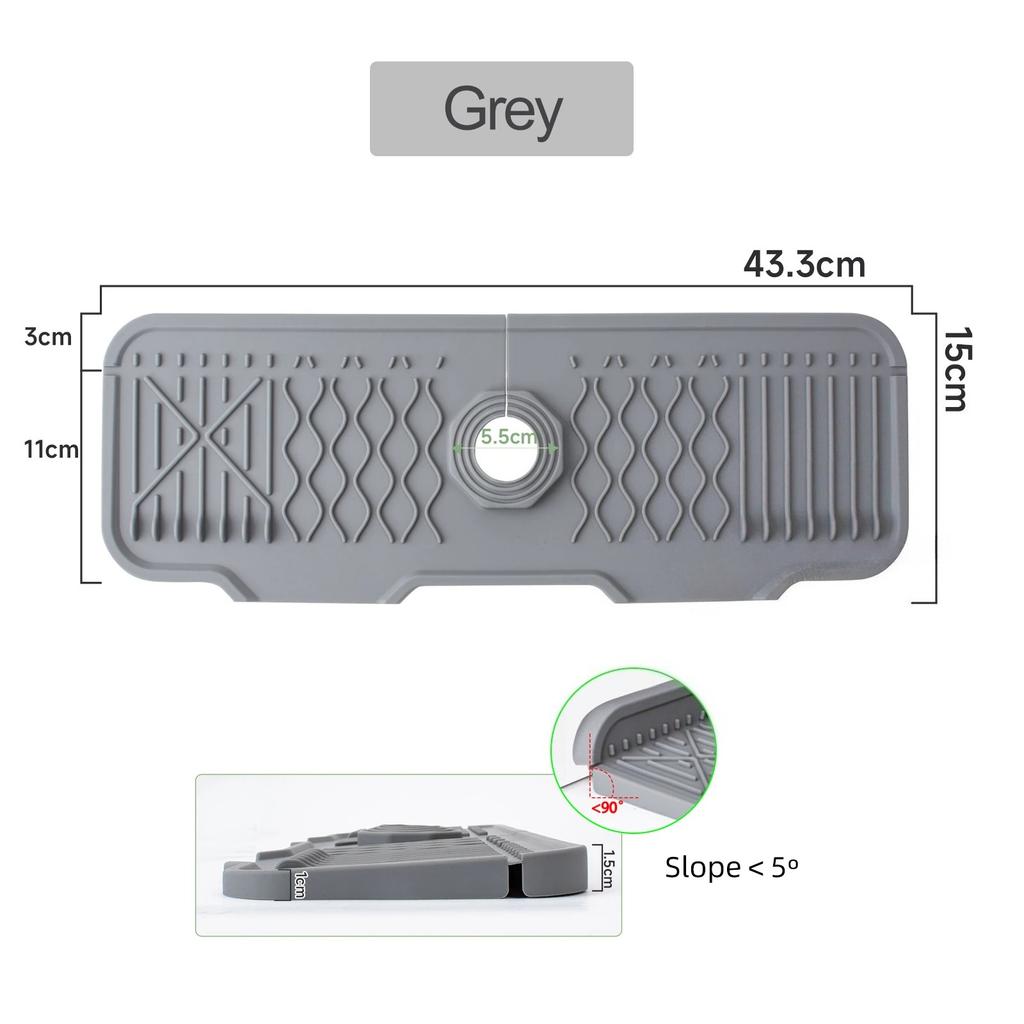 Kitchen Sink Splash Guard, Faucet Mat Splash Catcher, Handle Drip Catcher Tray, Multipurpose for Kitchen Dish Drying Mats Sponge