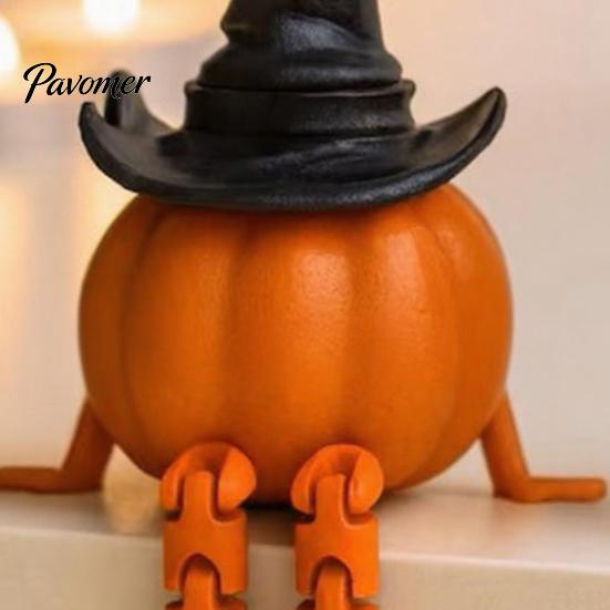 PLA Plastic Ornaments Halloween Desktop Decoration, Movable Wizard Pumpkin Devil Ghost Figurine, 3D Printed Party Supplies for Bookshelf Table