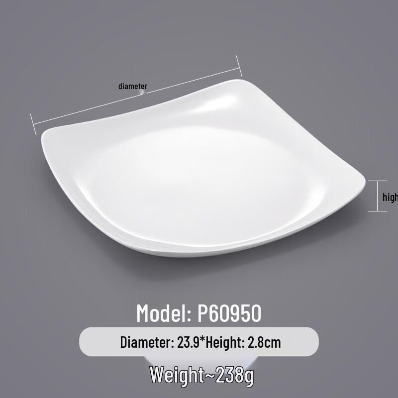 White Square Melamine Dinner Plate