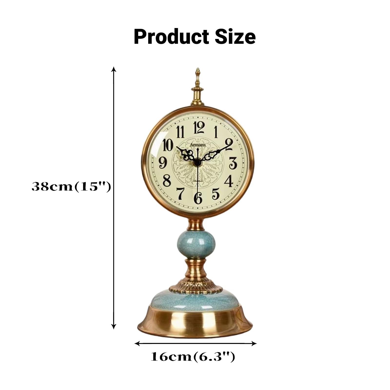 Роскошные Европейские Винтажные Настольные Часы Большие 38см Бесшумные Без Тиканья Металлические Керамические Настольные Часы для Гостиной Каминного Места Офиса Декор