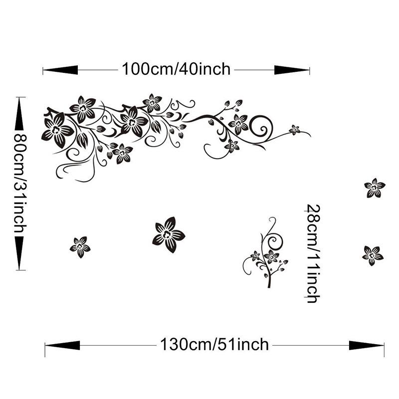 Self-adhesive Butterfly & Flower Vine Wall Stickers for Living Room TV Background