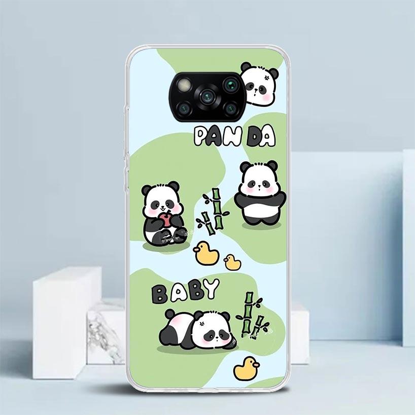 Cartoon Cute Panda Bear Phone Case For Xiaomi Poco F7 Ultra X5 X6 X7 Pro M7 Redmi 15C 15 13C 13 12C 12 10C 10 10A 9 9C 9A 9T Cov