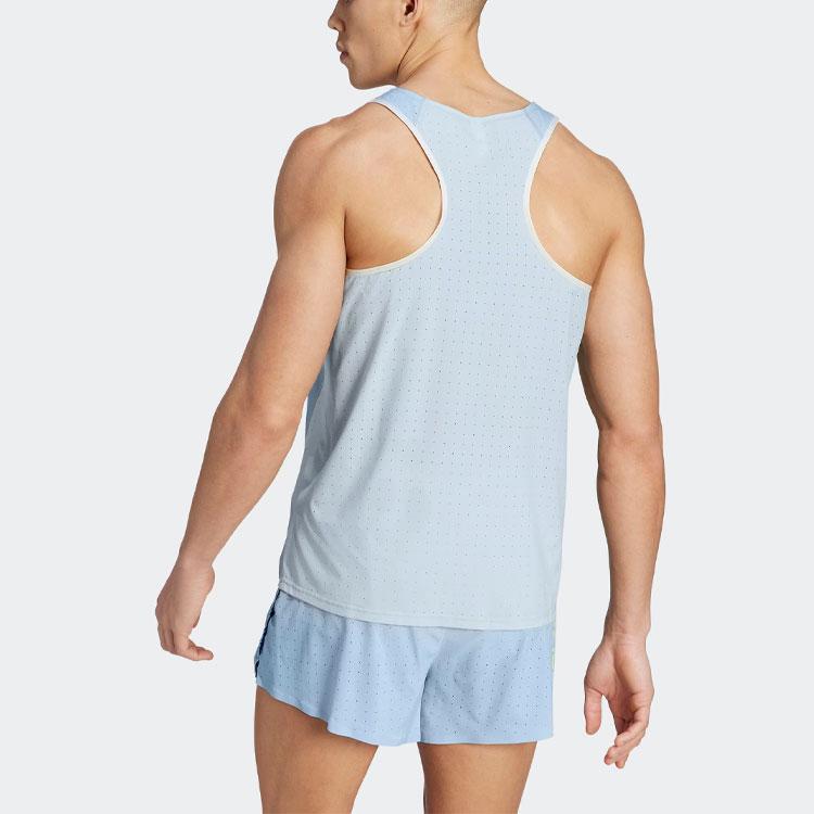Adidas Adizero Lauf-Singlet mit Buchstaben-Logo-Print Herren Tops Blau IM4168