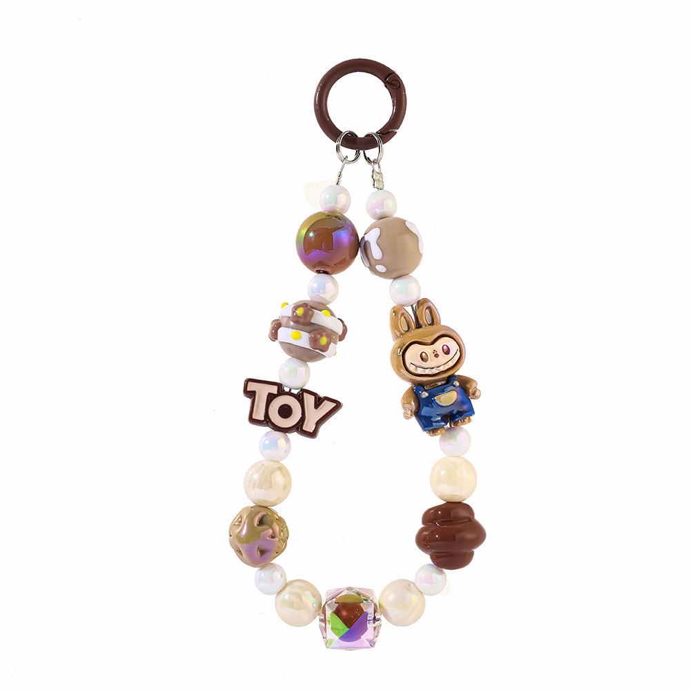 Handmade Cartoon Phone Charm: Dopamine Colors Beaded Keychain Lanyard