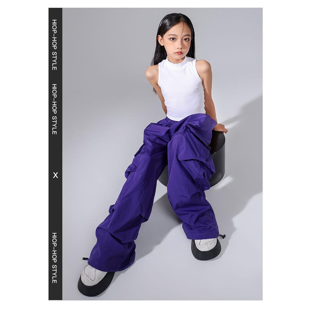

Брюки-карго для девочек 5-14 лет, весенние детские свободные брюки, модная одежда для девочек-подростков, осенние детские брюки широкого кроя 130