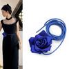 Decorative Rose Flower Rope Belts DIY Woven Waistband Strap Fabric Belt  For Women Lady Girl