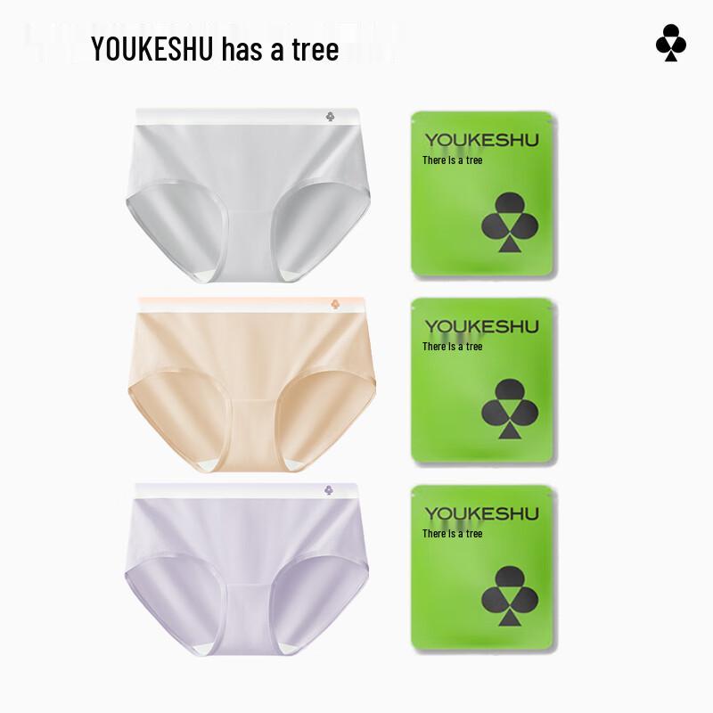 Youkeshu Women's Pure Cotton Antibacterial Briefs Multi-pack
