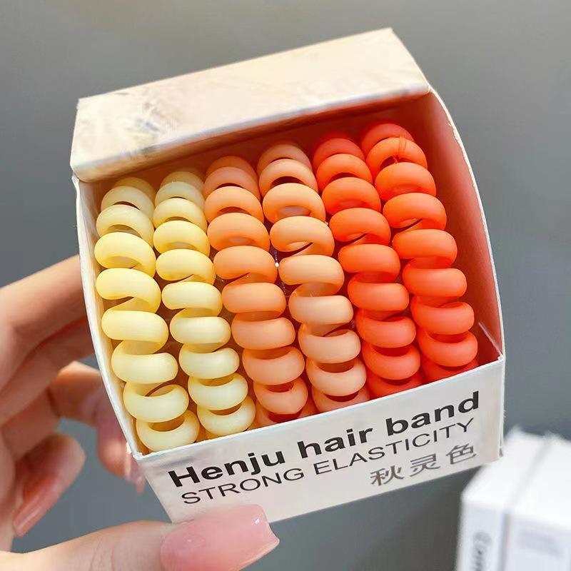 6Pcs/Set Fashion Matt Solid Telephone Wire Elastic Hair Band Frosted Spiral Cord Rubber Band Hair Tie Stretch Head Band Gum