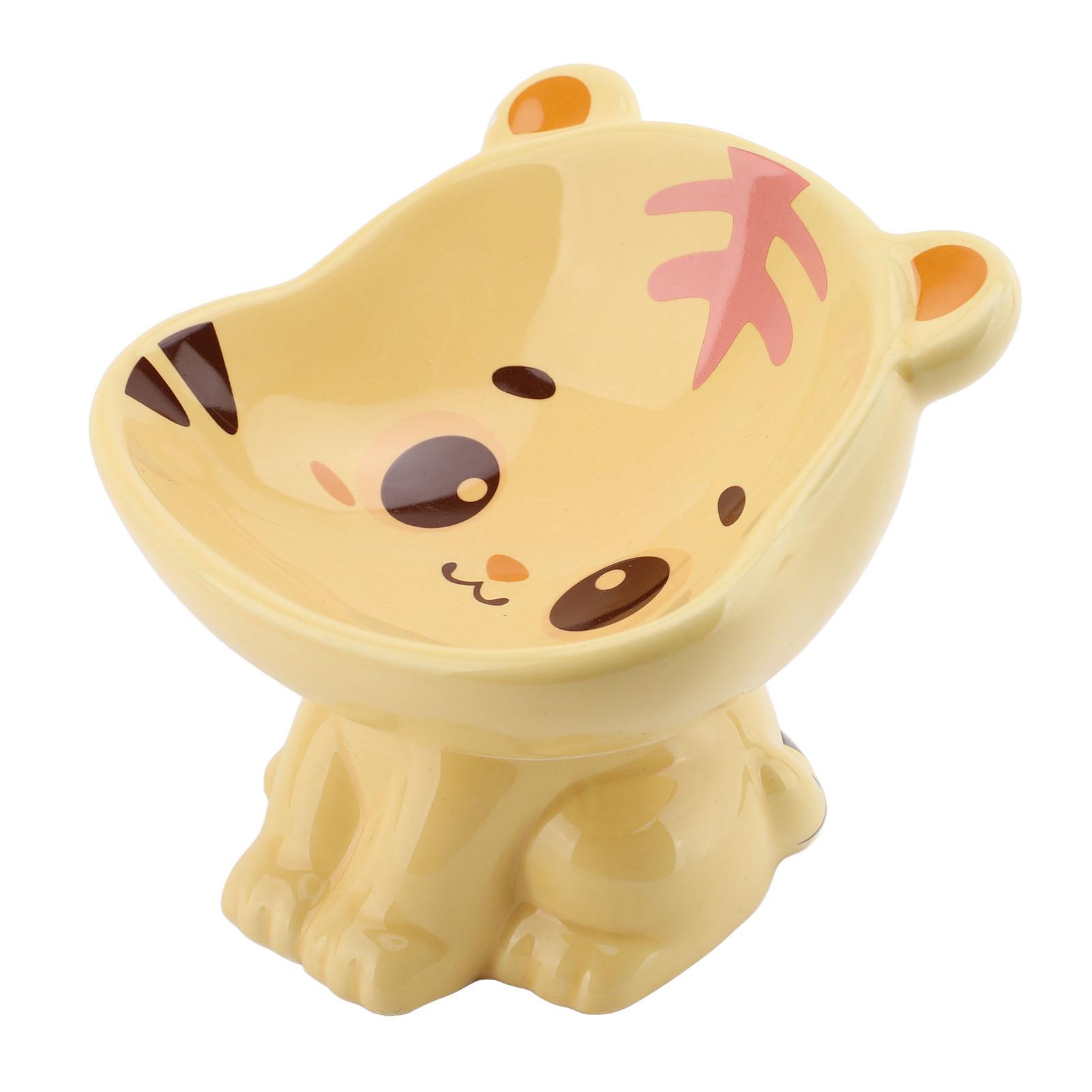 

Керамическая миска для домашних животных с милым дизайном в виде мультяшного тигра, приподнятая и наклонная миска для кошачьего корма для дома