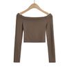 Women's Slim-Fit One-Shoulder Top: High-End Long-Sleeve, Off-Shoulder, Early Autumn Niche Base Layer