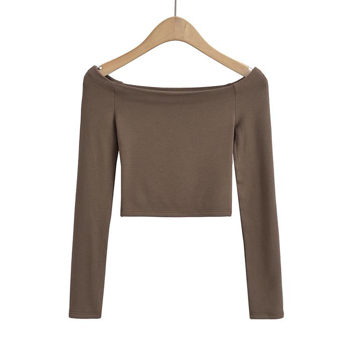 Women's Slim-Fit One-Shoulder Top: High-End Long-Sleeve, Off-Shoulder, Early Autumn Niche Base Layer